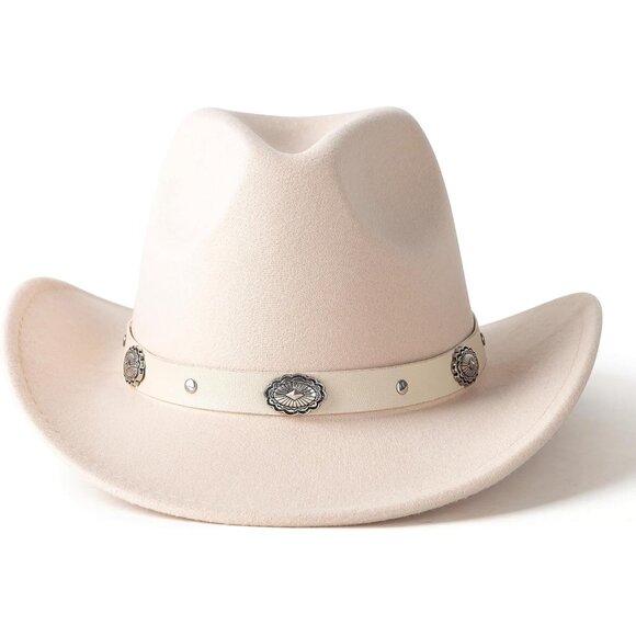 Western Cowboy Hat Women Men Felt Wide Brim Outdoor Accessories - Picture 2 of 8